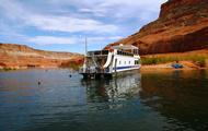 Park your houseboat on shore and cool off from a day in the sun