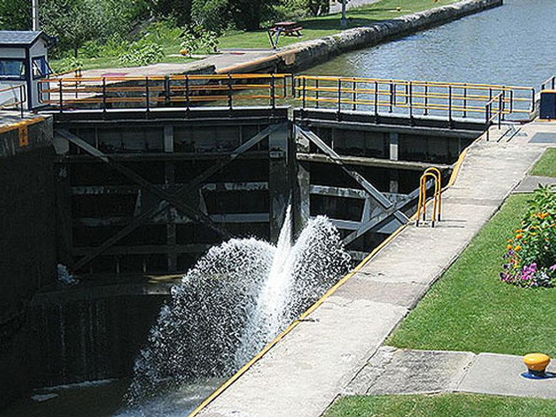 As water pours through a lock the level falls to that of the next section Photos