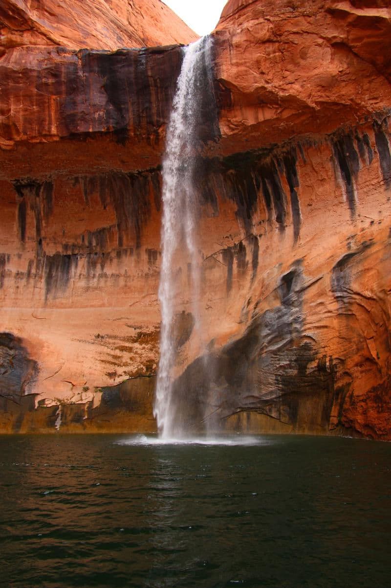 Leftover rain offers a sense of waterfalls cascading off canyons