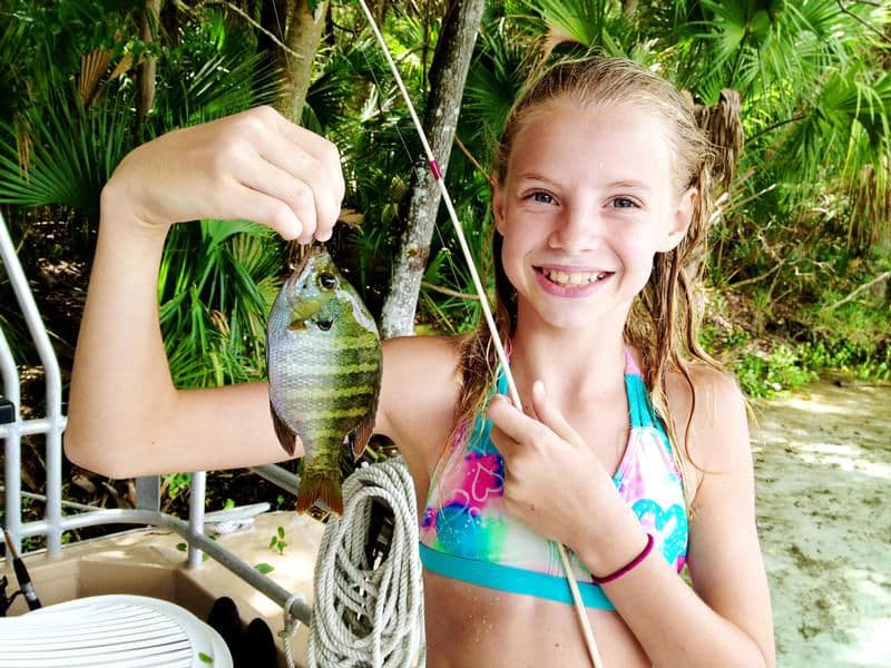 Have the kids take turns casting to see who can catch the biggest fish