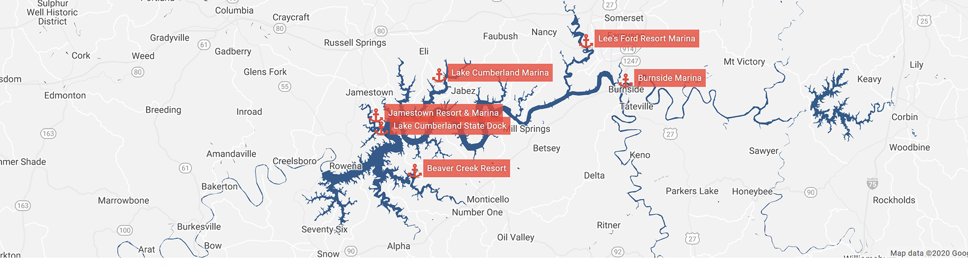 Lake Cumberland Map Directions