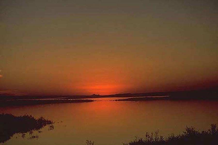 Sunset on the lake is a beautiful sight