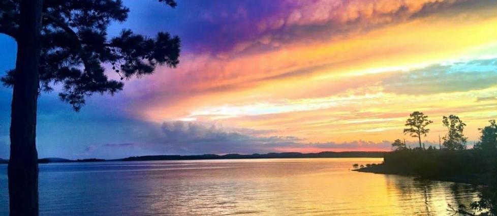 Colorful sunset on Lake Ouachita